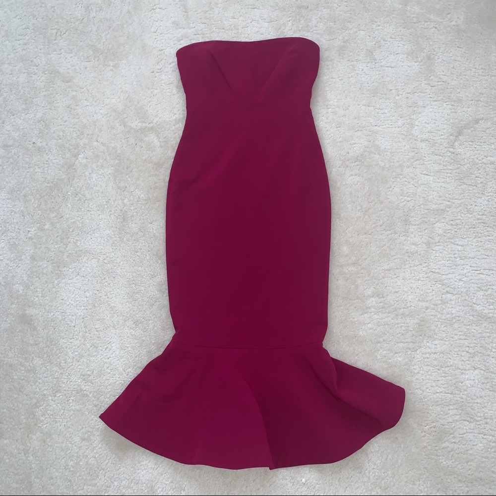 NWT Cinq A Sept Strapless Mermaid Dress Plum Red